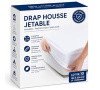 Drap Housse Jetable 180 x 200 cm | Lot de 10 | Protection Matelas Grand Bonnet | Non Imperméable | Literie à Usage Unique XXL | Drap Housse Jetable Lit King Size