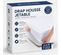 Drap Housse Jetable 90 x 190 cm - Housse Matelas Grand Bonnet - Lit 1 Personne - Lot de 10 Housses Jetables - Protection & Hygiène - Literie à Usage Unique - Tourisme et Médical Blanc