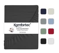 Drap-housse - KOMFORTEC - Jersey - 140x200 cm - 100% coton - Bonnet 30 cm