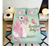 Drap-Housse Licorne 3D imprimé Microfibre antidérapant Pochette Profonde Linge pour Chambre Housse de Matelas Licorne complète Maison 90x200x25cm