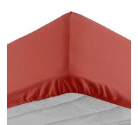 Douceur d'Intérieur Drap housse Lina 140x190 cm 100% coton bonnet 30 cm Terracotta