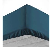 douceur d'intérieur, Drap Housse (160 x 200 cm) Lina Bleu, 100% Coton