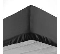 douceur d'intérieur, Drap Housse (90 x 190 cm) Lina Noir, 100% Coton