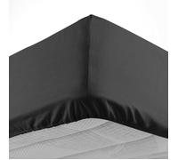 Douceur d'Intérieur Drap housse Lina 90 x 190 cm Bonnet 30 cm 100% coton Noir