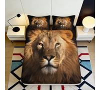 Drap Housse Lion 3D imprimé Microfibre Protection Matelas Chambre Décor Animal Sauvage Lit Maison Location 90x200x25cm