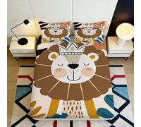 Drap Housse Lion Roi 3D Printed Microfiber Anti-dérapant Protection Matelas Décor Chambre Adulte Jeune Lavable Polyvalent 90x200x25cm