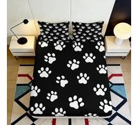 Drap Housse Microfibre 3D Imprimé Pattes Profondes Antidérapant Fitted Sheet Chambre Housse Matelas Paw Print Mattress Fitted Cover 140x200x25cm