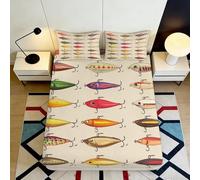 Drap Housse Motif Poisson Coloré, Microfibre Douce, Bed Sheet, 3D Printed, Facile à Entretenir, Cadeau Pendaison crémaillère, caractères 120x200x25cm
