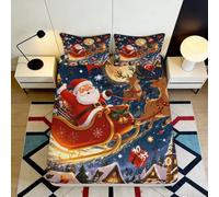 Drap housse Noël Santa 3D microfibre ado | 120x200x25cmtoucher doux microfibre confort poche profonde élastique ajustement matelas 25cm bord sécurisé déco chambre