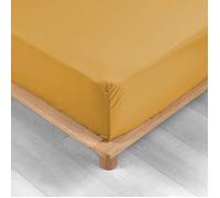 Drap Housse - Paris Prix - 160x200cm - Ocre - Coton Naturel - Lavable à 40°