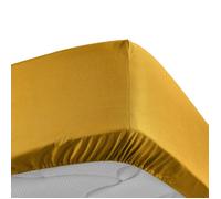 Douceur d'Intérieur Drap housse Percaline 160x200 cm 100% coton Bonnet 30 cm Curry