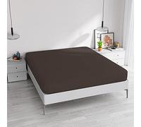 Drap-Housse pour lit Double Maxi, Microfibre, fabriqué en Italie, 180 x 200 cm, avec Angle 35 cm, Marron