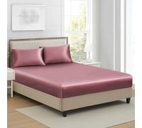 Drap Housse Satin 180x200cm Altrosa Bonnet 30 cm Microfibre Motif Drap de lit Soie Drap-Housse 180 x 200cm Uni Lisse Respirant pour Matelas Épais,Grand Bonnet 180 200