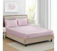 Drap Housse Satin 180x200cm Rose Bonnet 30 cm Microfibre Motif Drap de lit Soie Drap-Housse 180 x 200cm Uni Lisse Respirant pour Matelas Épais,Grand Bonnet 180 200