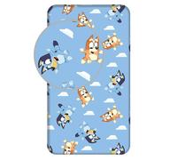 Bluey Drap-housse 100 % coton pour lit simple avec coins élastiques, 90 × 200 + 25 cm, drap de lit pour enfants sous licence officielle Bluey