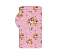 Jerry Fabrics - Drap-Housse Pat' Patrouille pour Filles - 90 x 200 cm | Rose avec Skye | Coton Doux | Antidérapant | Literie Paw Patrol pour Filles