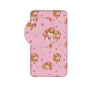Jerry Fabrics - Drap-Housse Pat' Patrouille pour Filles - 90 x 200 cm | Rose avec Skye | Coton Doux | Antidérapant | Literie Paw Patrol pour Filles
