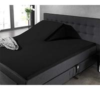 Drap Housse Split 100% Coton, 90cm Profondeur de plit, Matelas Split Eponge, Noir 180 x 210 cm