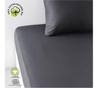 TODAY Drap Housse en Coton Bio Organic Grands Bonnets - Gris Fusain - 160 X 200 Cm