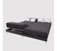 Soleil d'ocre, Drap Housse TPR en Coton 57 Fils 2x80x200 cm UNI Noir