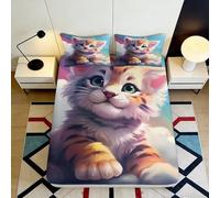 Drap Housse Tracteur Campagne 3D Imprimé Microfibre Décor Ferme Voiture Cartoon Housse de Matelas Lavable Chambre 90x200x25cm