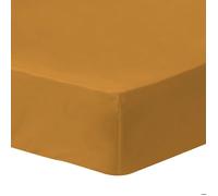 Drap housse uni 100% Coton - MATT & ROSE - COTON LAVÉ - Coloris Caramel - 90x190/200 cm - Bonnet 30 cm