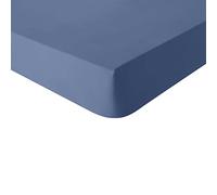 Drap Housse uni en Coton, Tout Doux, Made in France, 140x190 cm, Essix, Denim