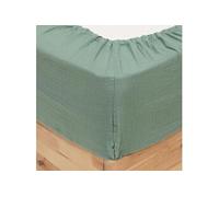 Drap housse vert 140x190 cm coton -