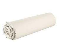 Drap housse VITALIA 100% coton 90x190 bonnet 35cm ivoire Blanc