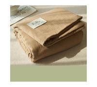 Drap Plat 1/2 Personnes 160x230 200x230 245x250 245x270 Drap de Dessus sans élastique en Gaze Double de Luxe Douce et Respirante(Coffee,245x270cm+48x74cm x2)