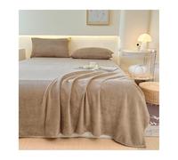 Drap Plat 1 2 Personnes en Velours Peluche 160x230 240x250 240x270 Micro-Polaire Doux et Confortable, idéal for l'automne, l'hiver et Le Printemps(Brown,240x250cm+48x74cm x2)