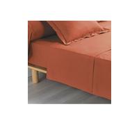 Drap plat 1 pers 180x290 cm percale uni 78 fils percaline +p. bourdon Terracotta