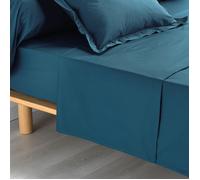 douceur d'intérieur, Drap Plat (180 x 290 cm) Percaline Bleu, Percale de Coton