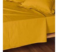 Drap plat 1 personne 180x290 cm - 100% coton Jaune Jaune G