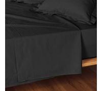 Drap plat 1 personne 180x290 cm - 100% coton Noir Noir G
