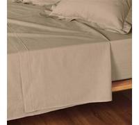douceur d'intérieur, Drap Plat (180 x 290 cm) Lina Sable, 100% Coton
