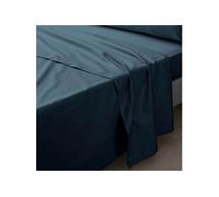 Douceur d'Intérieur Drap plat Percaline Percale de coton 180 x 290 cm Bleu nuit