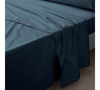 Douceur d'Intérieur Drap plat Percaline Percale de coton 180 x 290 cm Bleu nuit