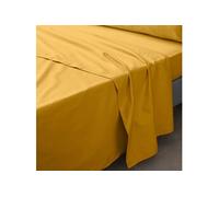 Drap plat 1 personne 180x290 cm - Percale 100% coton Jaune