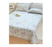 Drap Plat 100% Coton 160/210x230cm 245/265x245cm Doux et Respirant Drap de Dessus sans élastique 1/2 Personnes(Flower G,265x245cm+48x74cm x2)