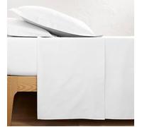 Drap Plat - 100% Coton - 240 x 300 cm - 57 Fils/cm² - Blanc - Lit 2 Places