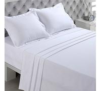 Drap Plat - 100% Coton - 240 x 300 cm - Blanc Éclatant - 57 Fils/cm² - Lit 2 Places