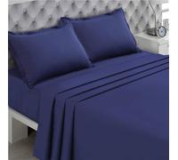 Drap Plat - 100% Coton - Bleu - 240 x 300 cm - 57 Fils/cm² - Lit 2 Places