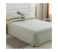 Drap Plat 100% Coton brossé 2 Personnes 245x250/270cm Drap de Dessus Chaud et Doux à Nombre de Fils élevé(Green A,245x250cm+48x74cm x2)