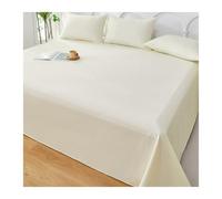 Drap Plat 100% Coton en Tissu Grossier Drap de Dessus 1/2 Personnes épais, Respirant, Toutes Saisons, Doux et Durable(Beige,270x250cm)