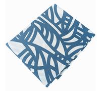 Drap plat 180x290 cm 100% coton lavé SÉRÉNA géométrique Bleu beige