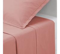 Drap Plat 2 Personnes en Coton Rose Blush 240 x 290 cm - Atmosphera