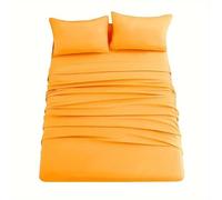 Drap Plat 2 Places - 100% Coton Haut de Gamme - Tissage Serré 57 Fils/m² - Douceur et Confort - 240 x 300 cm (Orange)