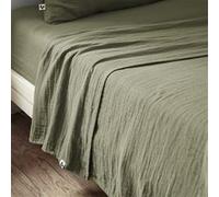 Drap Plat 240x300cm Gaze de Coton Romarin - OUREA - ALTOBUY Vert G