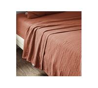 AltoBuy OUREA - Drap Plat 240x300cm Gaze de Coton Terracotta